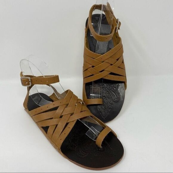 NEW Free People Belize Strappy Sandal Tan 37 - Picture 7 of 10